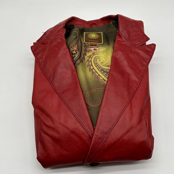 Kuhlman Genuine Leather 2 button Jacket Red Burgandy Women's Size 2 - Picture 10 of 10